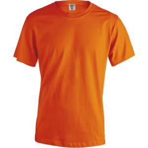 An orange MC180 Adult Colour T-Shirt featuring a simple design and a branded label.