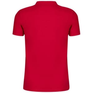 A red adult polo shirt with a collar, featuring a logo on the back. Classic design suitable for casual wear.
