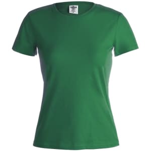 A women’s green t-shirt featuring a classic crew neck design and a fitted silhouette. It has a label and no visible logos.