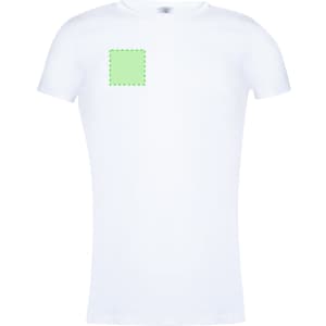 A white women's T-shirt featuring a blank area on the chest for printing. The shirt has a fitted cut and short sleeves.