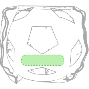 A green drawstring bag with a simple design, featuring a hexagonal pattern and a logo.