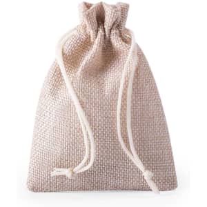 A natural beige fabric bag with a drawstring closure, designed for storing game pieces or accessories.
