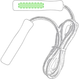A green skipping rope with sturdy handles and a braided rope design for leisure and outdoor activities.