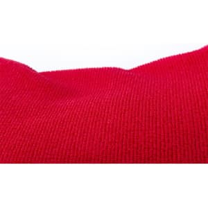 A red absorbent towel with a textured surface, suitable for gym and outdoor activities, featuring a logo.