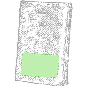 A notepad with a textured cover, featuring a green area for personalisation. It has a subtle, neutral colour scheme.