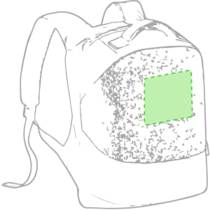 A grey anti-theft backpack with a padded back and adjustable straps, featuring an area for custom branding.