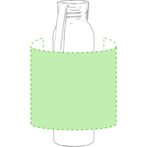 A drink bottle with a sleek design featuring a capacity for hydration and a green sleeve. It has a logo.