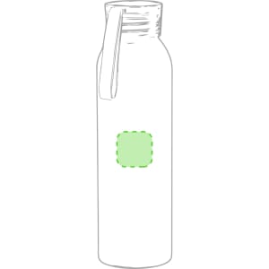 A drink bottle with a transparent body and a green accent, featuring a logo space.