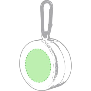 A green foldable cup with a carabiner clip, designed for convenient portability.
