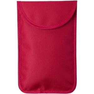 A red protective pouch with a flap closure, designed for phones and small devices. Features a simple, unbranded design.