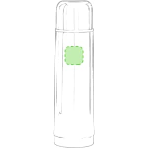 A drink bottle featuring a sleek design in a solid colour, with an unmarked section for branding or labels.