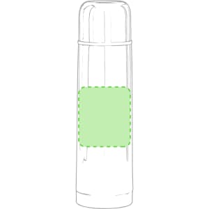 A drink bottle in a sleek design, featuring a green section and a logo, suitable for storing beverages.