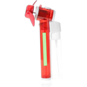 A red Hendry Vaporizer Fan with a white nozzle and handle, featuring a logo on the body.