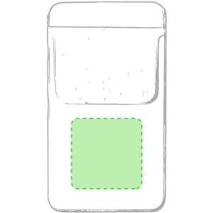 A white pocket protector with a green highlighted area. The design includes a front pocket. Features a logo.