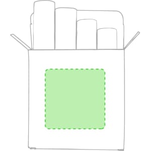 A box containing assorted chalk sticks in various colours, with a blank green area on the front.