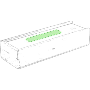 A wooden box with a green inlay on the top and a simple, rectangular design.