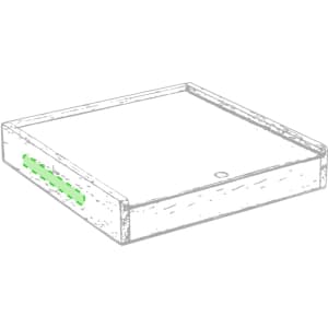 A square game box featuring a green accent strip, with a minimalist design and no visible contents.