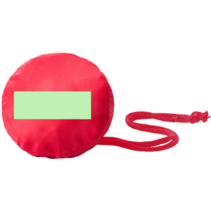 A red foldable bag with a drawstring handle, featuring a blank area for customisation.