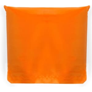 An orange foldable bag with a simple design, featuring a logo on the surface.