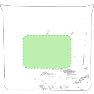 A foldable bag in white with a green rectangular design. The bag features a logo.