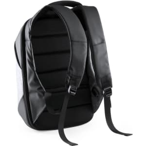 A black and grey Koneit Charger Backpack features padded straps and a sleek design. It also includes a logo.