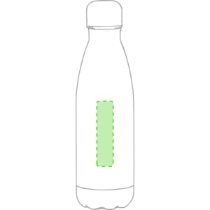 A drink bottle with a sleek design, featuring a green accent and a logo. The bottle has a screw-on cap.