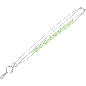 A green Lemer lanyard with a clip for securing items, suitable for exhibitions and events.