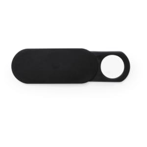 A black webcam cover with an oval shape and a circular opening, designed for privacy.