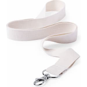 A light pink lanyard with a silver clip, suitable for holding identification cards or badges.