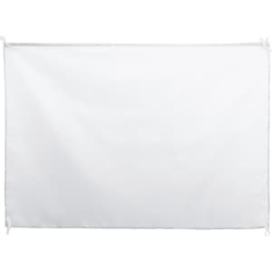 A plain white flag with reinforced edges and ties for display purposes. Suitable for events and exhibitions.
