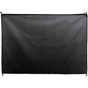 A black Dambor flag with ties for display, suitable for exhibitions and events.