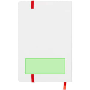 A white USB notepad with red elastic bands and a blank area for custom branding.