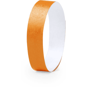 An orange wristband with a smooth finish, featuring a plain white interior and no visible branding.