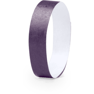 A purple wristband with a smooth surface, designed for events and exhibitions. It features a simple, unembellished design.