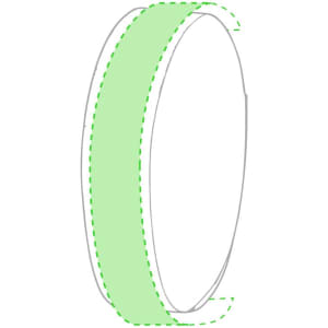 A green event wristband with a simple design and a logo. Ideal for exhibitions and events.