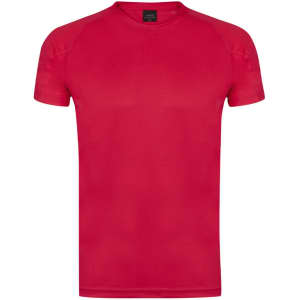 A red Tecnic Dinamic Kids T-Shirt with a crew neck and short sleeves, featuring a logo.