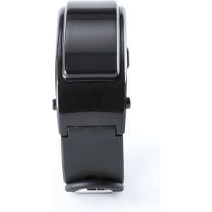 A black Rusk Smart Bracelet with a sleek design, featuring a glossy finish and a wristband.