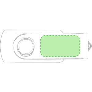A Trugel 16Gb USB memory drive in a sleek design, featuring a green highlight and a logo.