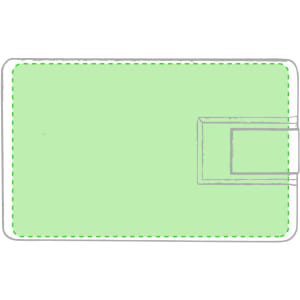 A light green USB flash drive with a simple design and a small section for plug-in. Features a logo on one side.