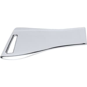A sleek, metallic flash drive with a smooth surface and a cut-out handle. It has a reflective chrome finish.