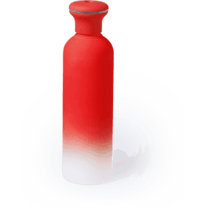 A red and white gradient humidifier with a smooth finish and a rounded top, featuring a logo.