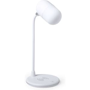 A white multifunction lamp with a rounded light head and wireless charging base. It features a sleek, modern design.