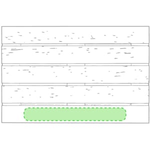 A wooden coaster featuring a textured surface with a light green accent at the bottom.