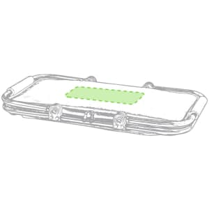 A green cooler bag with a sturdy design and handle, featuring a simplistic layout and one branding logo.