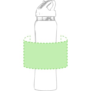 A drink bottle in white with a coloured band for custom branding. Features a flip-top lid and a sleek design.