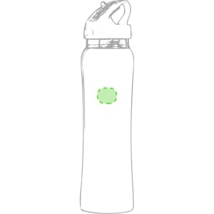 A drink bottle in a sleek design with a white finish and a green logo area for custom branding.