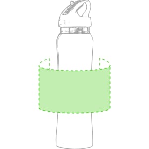 A drink bottle in white with a green accents, featuring a flip-top lid and a logo.