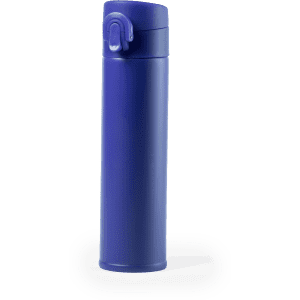A drink bottle with a sleek design in deep purple, featuring a secure lid and a brand logo.