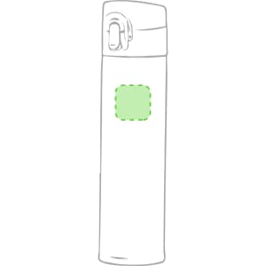 A drink bottle in a sleek design with a green accent and a logo. It has a secure lid for easy pouring.