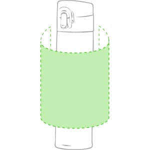 A drink bottle with a green sleeve, featuring a lid and a spout, designed for keeping drinks hot or cold.